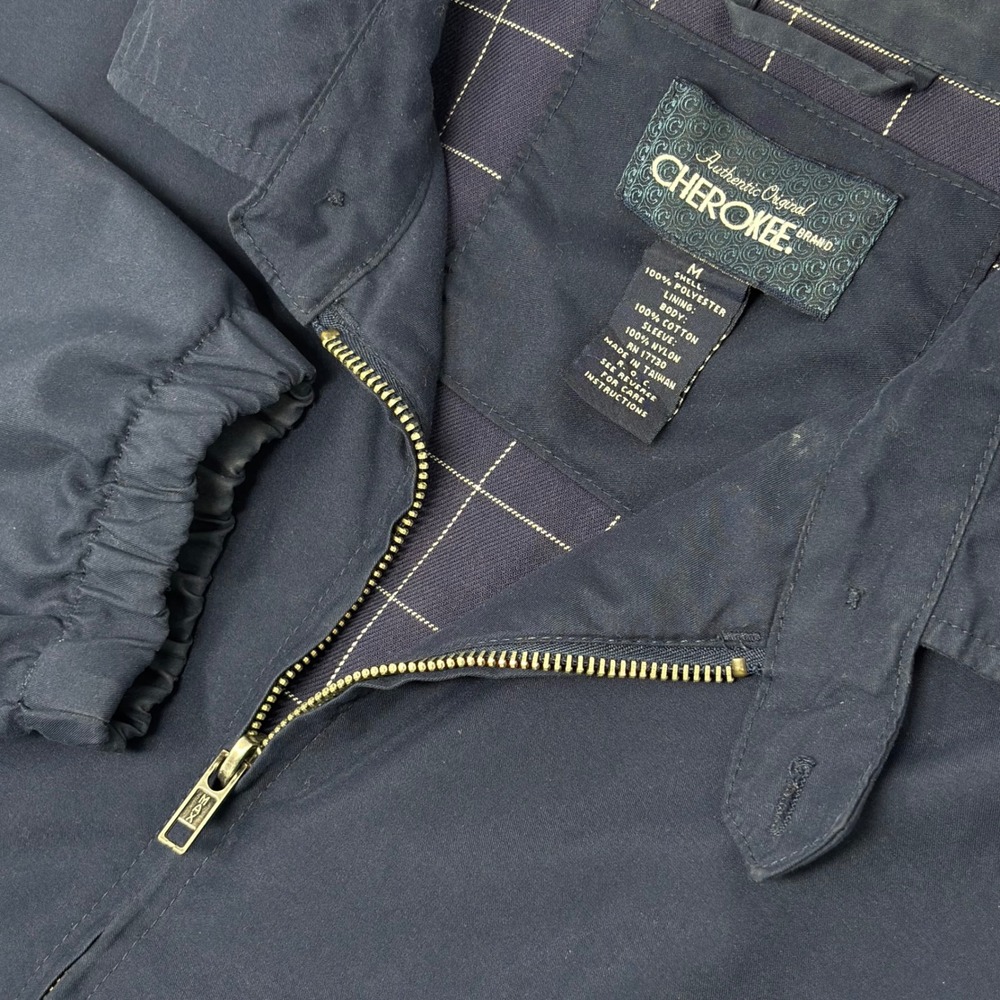 Cherokee Harrington Jacket Men M Navy Blue Full Zip Lined Lightweight Bomber